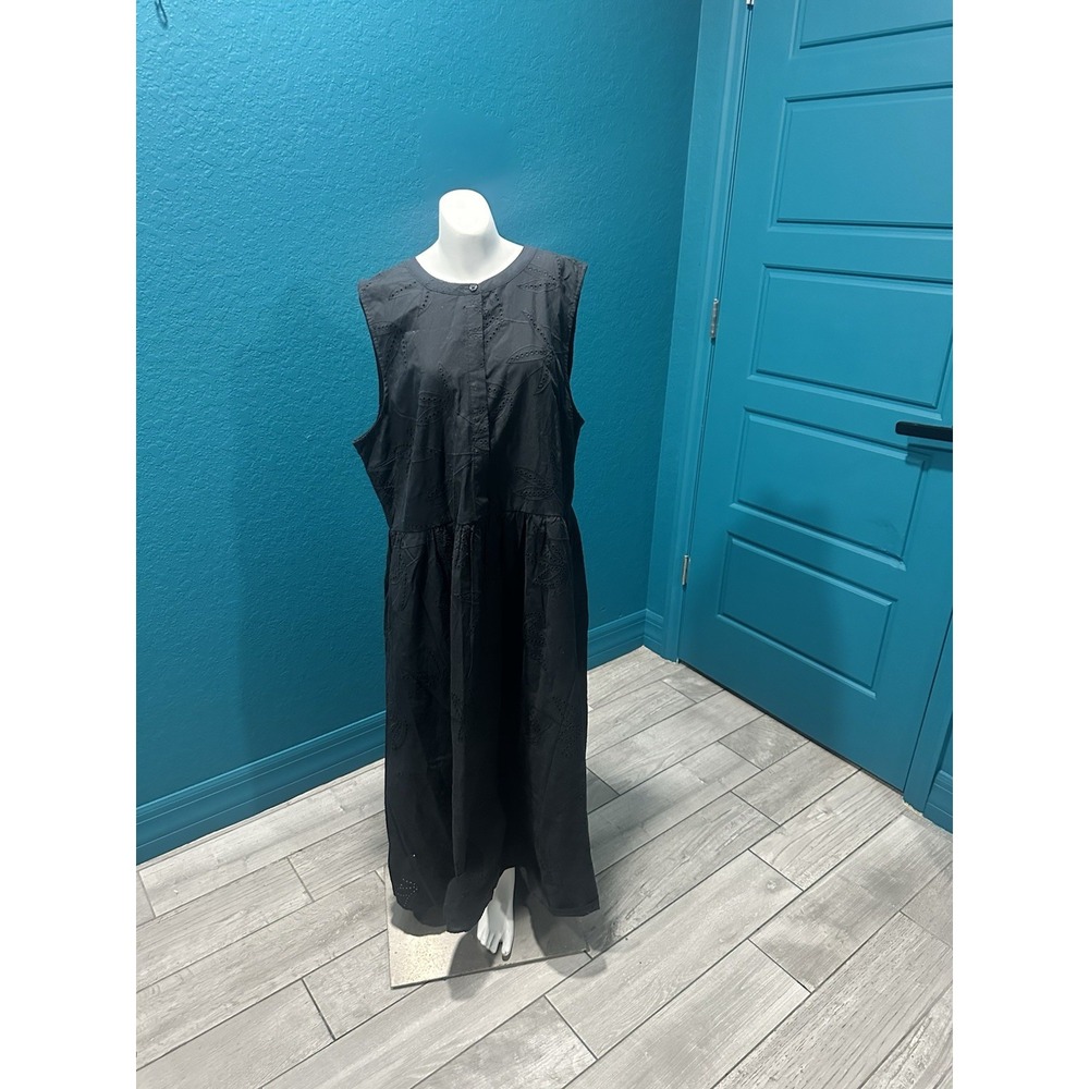NWT Croft‎ & Barrow Black Eyelet Maxi Dress XL